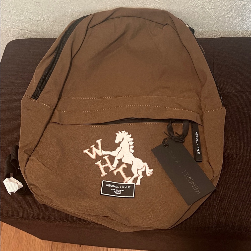 ( 0318) KENDALL+KYLIE. LA STUDIO Brown Backpack Duo w/ WHT Horse